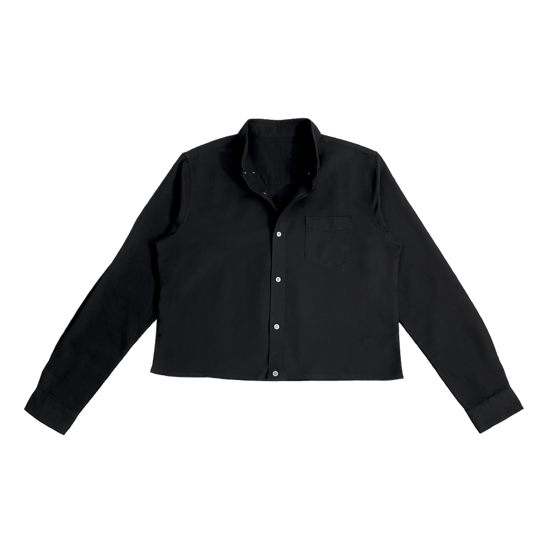 Black shirt with long sleeves on a white background